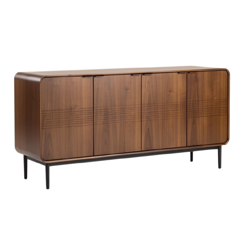 **Buffet en bois moderne avec portes battantes et finition noire**