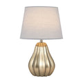 **Lampe de table moderne en métal doré avec abat-jour en tissu blanc**