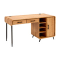Bureau en bois avec rangement intégré et design minimaliste